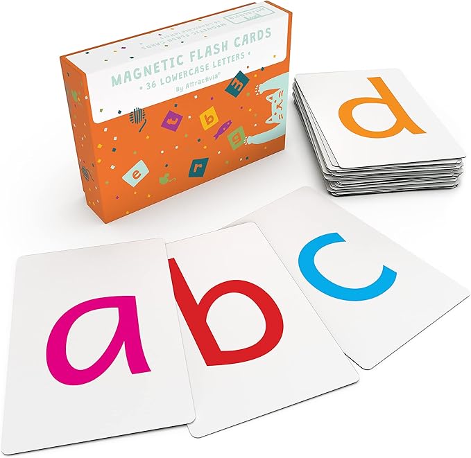 Magnetic Big Alphabet ABC Flash Cards - 36 Sturdy Lowercase Large Letters(3 Sets of Vowels) - for Classroom Teachers, Homeschool, ESL, Kids and Adults