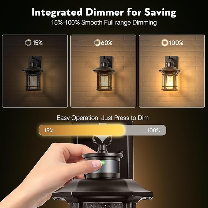 VIANIS Motion Lights for Outside, 2 Pack Dusk to Dawn Exterior Lighting Fixtures, Bronze Front Porch Light Lantern, Waterproof Outside Lights for House, Porch, Entryway, Oil Rubbed Bronze, Anti-Rust