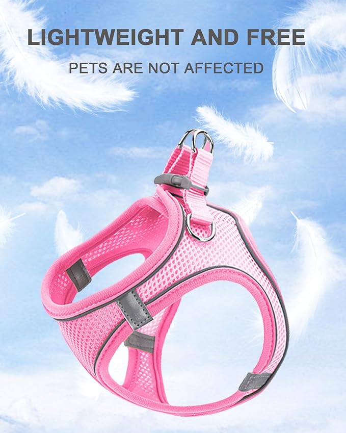 S Red Soft Mesh Dog Harness and Leash Set,No Escape Puppy Harnesses for Training Walking竊?Reflective Adjustable Puppy Vest for Small Medium Dogs, Cats (Red, S)
