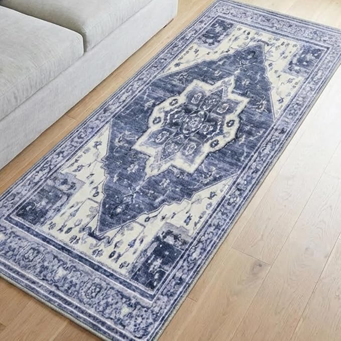 Muddy Mat짰 Admiral 3ft x 7ft Washable Area Rugs for Living Room, Bedroom & Dining Room ??Modern Soft Low Pile Non Slip Carpet ??Pet Friendly Waterproof Foldable Rugs for Home