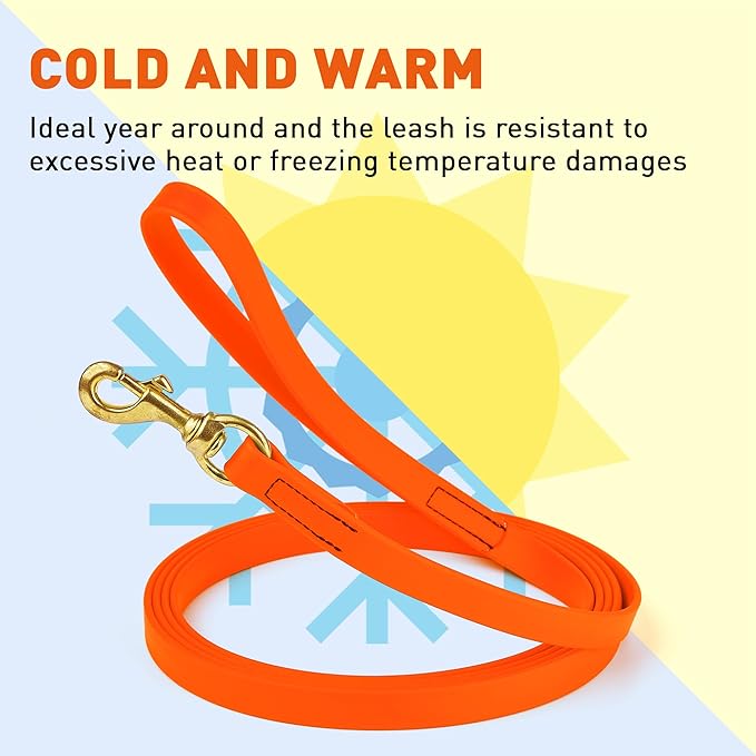 Viper Biothane Working Tracking Lead Leash Long Line for Dogs 2 Colors and 6 Sizes, 3/4" x 15ft, Hunter Orange