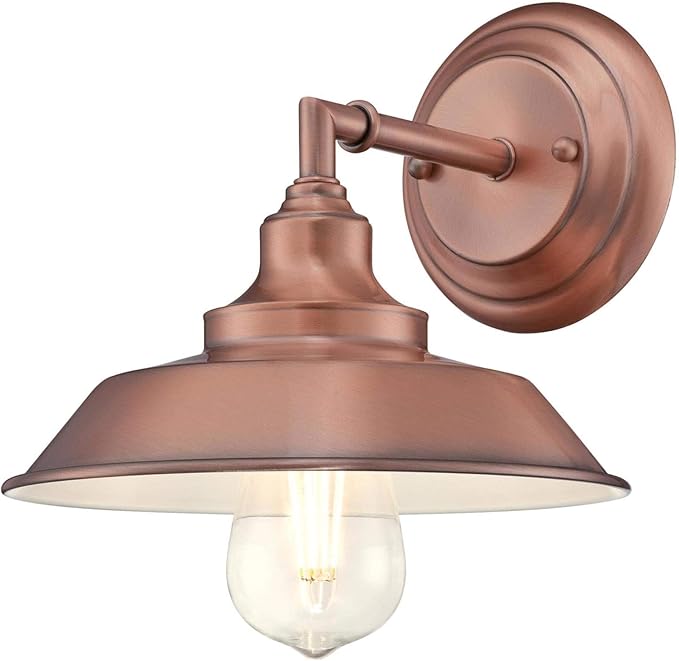 Westinghouse 6370400 Iron Hill Washed Copper One-Light Indoor Wall Fixture White