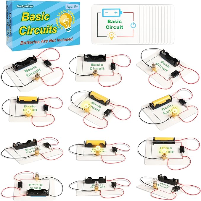12 Bulk Electric Circuit Kit for Kids Age 8-12, Basic Circuits Science Light Bulb Experiments for Beginners, Class STEM Projects STEAM Activities, Classroom Educational Circuit Board Building Kits