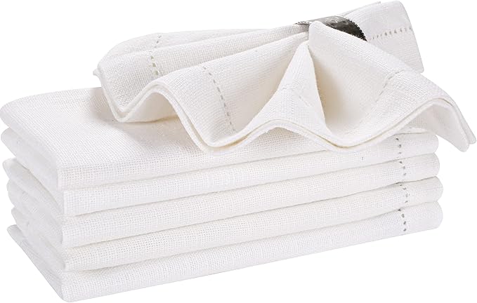 Cloth Dinner Napkins Set of 6 – 100% Cotton White Dinner Napkins 16x16 – Reusable for Easter, Christmas, Weddings, Baby Shower, Parties
