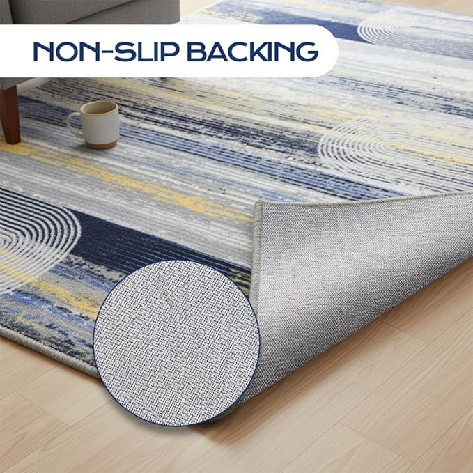 Muddy Mat짰 Horizon 3ft x 5ft Washable Area Rugs for Living Room, Bedroom & Dining Room ??Modern Soft Low Pile Non Slip Carpet ??Pet Friendly Waterproof Foldable Rugs for Home