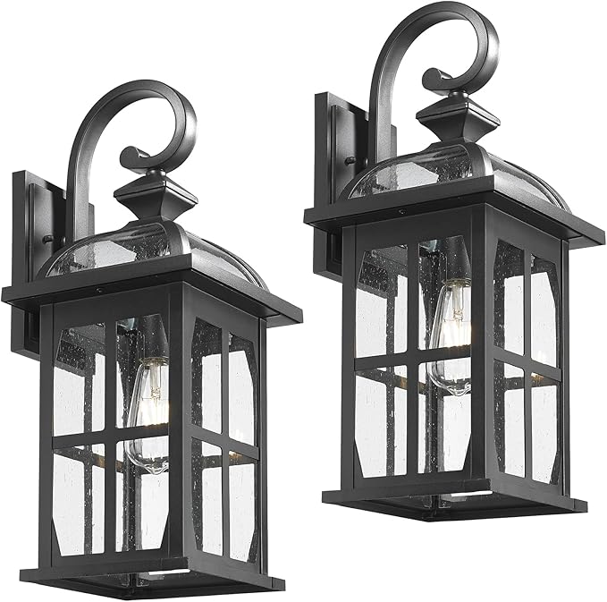 Darkaway 2pcs Large Outdoor Wall Light, 22inch Exterior Light Fixture with Seeded Glass, Aluminum Outside Lights Sconces Exterior Lighting for House Porch Patio Doorway