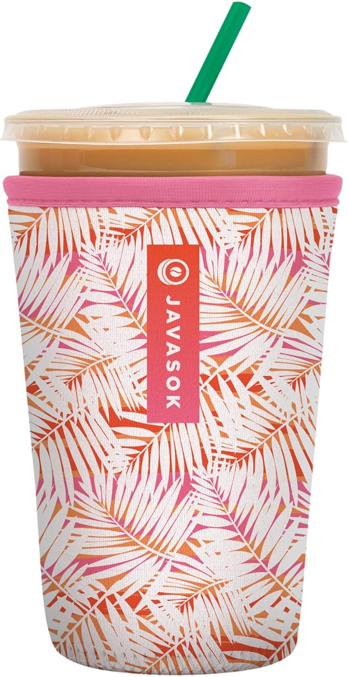 Sok It JavaSok Iced Coffee & Cold Soda Insulated Neoprene Cup Sleeve (Tropical Breeze, Medium: 22-28oz)