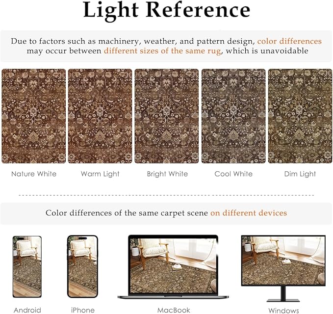 HUGEAR 3x10 Runner Rug Machine Washable Brown Hallway Area Rug Indoor Accent Rug Floral Low Pile Carpet Soft Throw Rug Bedroom Living Room Office Dining Room Kitchen Laundry Room Non Slip