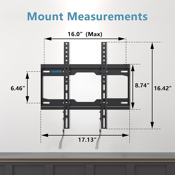 Fixed TV Wall Mount for Most 26-60 Inch Screen, Low Profile TV Mount with Quick Release Lock, Ultra Slim Wall Mount Bracket, Max VESA 400x400mm, Holds up to 99 lbs, up to 16”Wood Studs
