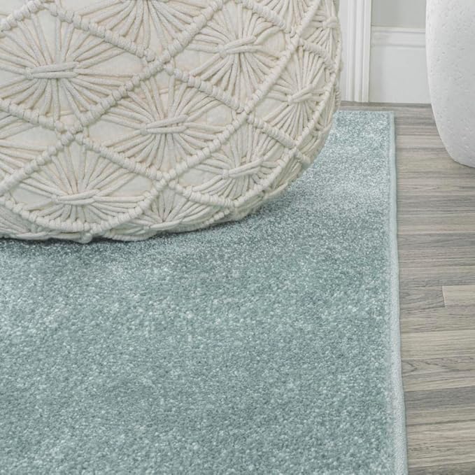 JONATHAN Y Haze Solid Low-Pile Aqua Blue 5' Round Indoor Area Rug, Coastal,Bohemian,Minimalist,Classic, Easy-Cleaning for Living Room,Bedroom,Kitchen,Pet Friendly,Non-Shedding (SEU100S-5R)
