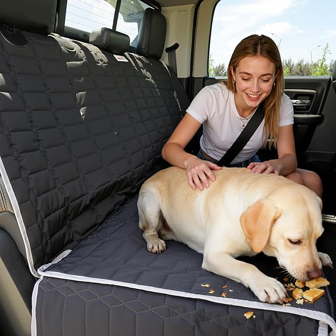 Dog Car Seat Cover for Back Seat,Washable Bench Seat Cover for Truck,Nonslip Backseat Cover Protector for F150/Ram1500/GMC Sierra/Toyota/Chevrolet Silverado,Car Seat Covers for Dogs