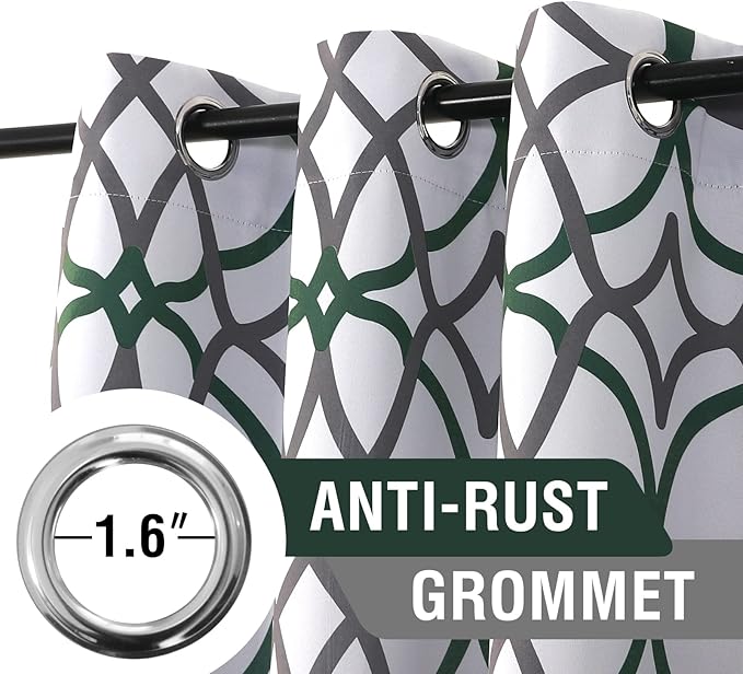 H.VERSAILTEX Blackout Curtains 84 inch Length 2 Panels Set Thermal Curtains & Drapes Window Treatment Noise Reducing Geometric Modern Grommet Living Room Curtains for Bedroom - Hunter Green and Gray