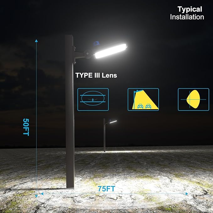 Lightdot 400W(486x1W LED) Parking Lot Lighting 60000Lm 5000K ETL Listed LED Parking Lot Lights with Smart Photocell IP65 Waterproof Arm Mount for 30~55Ft Height Parking Lot,Yard,Driveway-2Pack