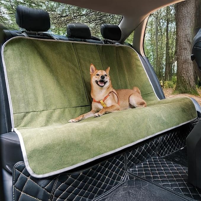 FUNNY FUZZY Dog Car Seat Cover for Back Seat, Waterproof, Scratchproof Car Seat Protector for Dogs Nonslip, Dog Back Seat Covers for Cars, Trucks and SUVs, Back Seat(18.1''W x 53''L×22" H)