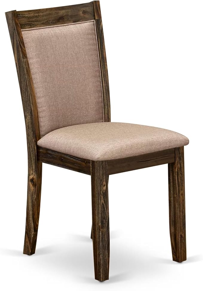 East West Furniture V777MZ716-7 7 Piece Dinette Set Consist of a Rectangle Dining Table with V-Legs and 6 Dark Khaki Linen Fabric Parson Dining Room Chairs, 40x72 Inch, Multi-Color