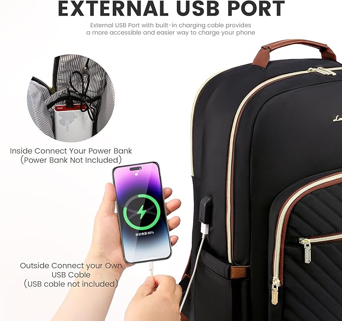 LOVEVOOK Laptop Backpack for Women 17.3 inch,Cute Womens Travel Backpack Purse,Professional Laptop Computer Bag,Waterproof Work Business College Teacher Bag Carry on Backpack with USB Port,Black Brown