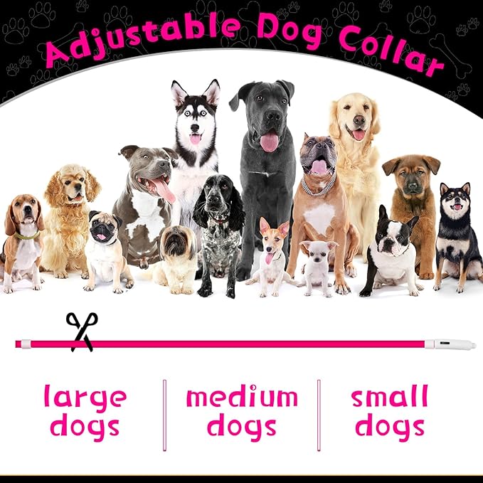 Weewooday 3 Pcs Dog Collar LED USB Rechargeable Lights Dog Necklace Collars Doggy Lights for Night Walking Adjustable Safety Lamp Pet Collars for Large Medium Small Puppy Pet(Rose Red,Classic Style)