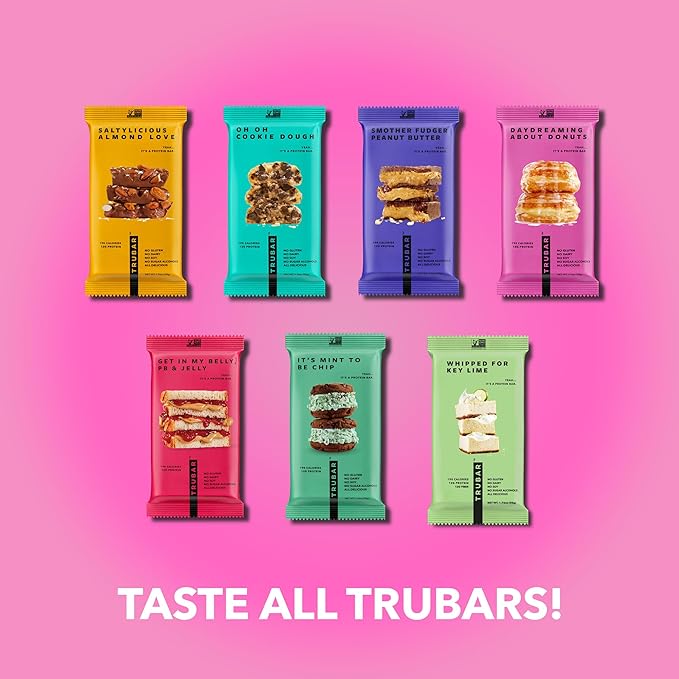 TRUBAR Vegan Protein Bar, Daydreaming About Donuts, Gluten Free, Plant Based, High Fiber, Dairy Free, Non GMO, Low Fat, No Sugar Alcohols, 12G Lean Protein, 13G Fiber, Healthy Snack Bars, 12 CT