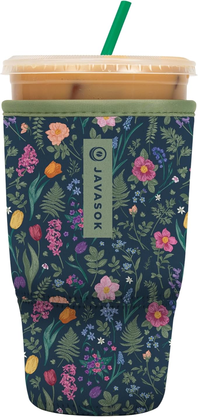 Sok It JavaSok Iced Coffee & Cold Soda Insulated Neoprene Cup Sleeve (Spring Noir, Large: 30-32oz)