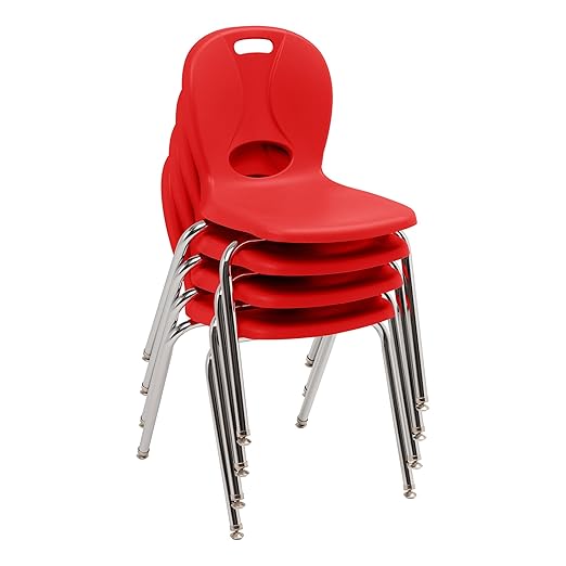 Learniture LNT-116-CSW-RD Learniture Structure Series Stackable School Chairs for Classroom, 16" Seat Height, Red, Pack of 4