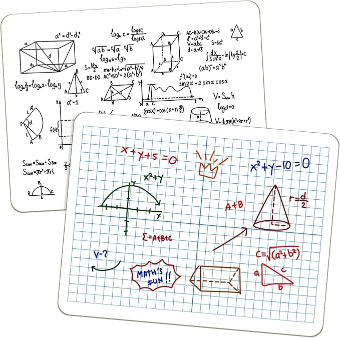 XY Axis Graph Dry Erase Board, 9" x 12" Double-Sided Coordinate Grid Whiteboard, Math Manipulatives for Students, Classroom and Home, Small Dry Erase White Board
