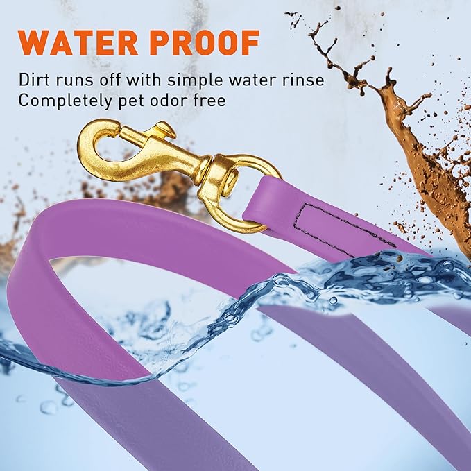Viper Biothane K9 Working Dog Leash Waterproof Lead for Tracking Training Schutzhund Odor-Proof Long Line with Solid Brass Snap for Puppy Medium and Large Dogs, 33ft Amethyst Purple