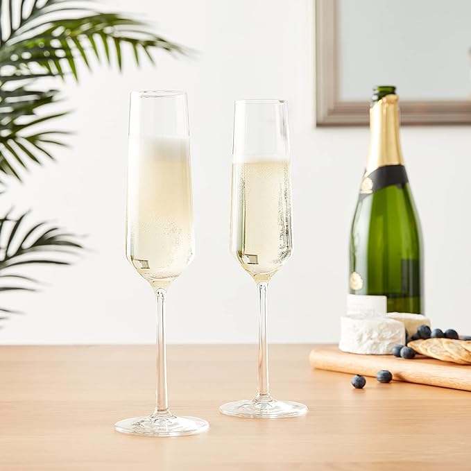 ZWIESEL GLAS Pure Champagne Glass (Set of 2), Champagne Flutes with Effervescent Point, Dishwasher-Safe Tritan Crystal Glasses, Made in Germany (7 Ounce)