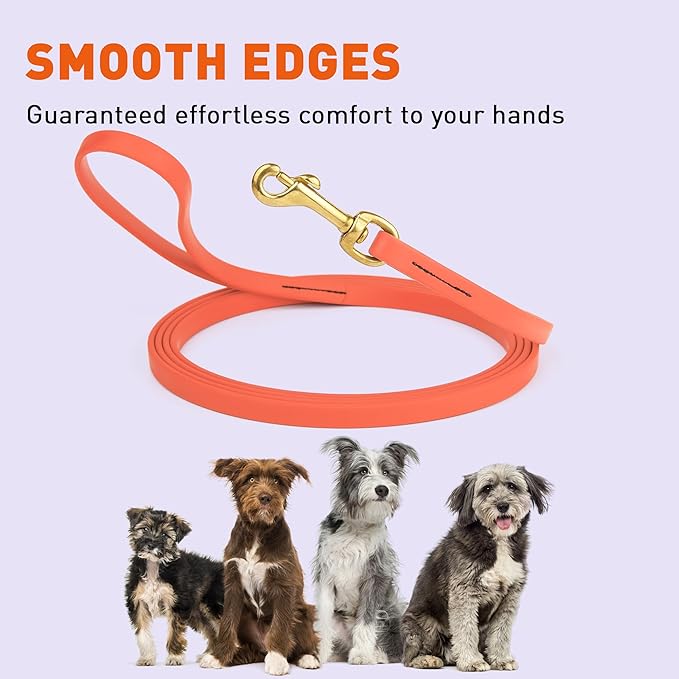 Viper Biothane K9 Working Dog Leash Waterproof Lead for Tracking Training Schutzhund Odor-Proof Long Line with Solid Brass Snap for Puppy Medium and Large Dogs, 10ft Coral