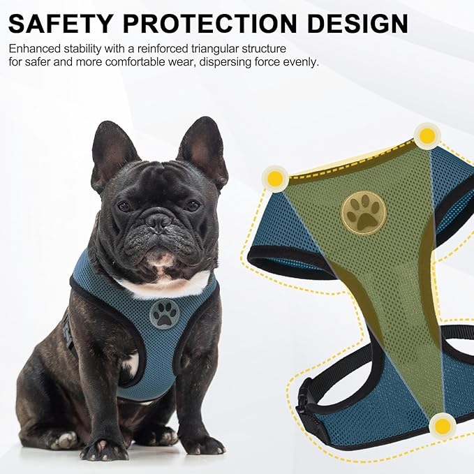 BINGPET No Pull Dog Harness,Soft Mesh Breathable All Weather Vest Harness,Safety Protection Design Durable Adjustable Step-in Easy Walk Dog Harness for Small Medium Large Dogs(DarkBlue,L)