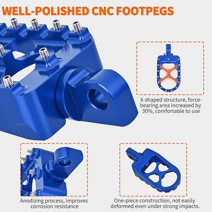Nilight Motorcycle Foot Pegs Dirt Bike Footpegs Fit for Harley Dyna 1993-2017 Fatboy 1990-2017 Iron 883 2009-2017 Sportster 883 360° Rotating CNC Foot Pegs Heavy Duty Aluminum Alloy Peg Pedal, Blue