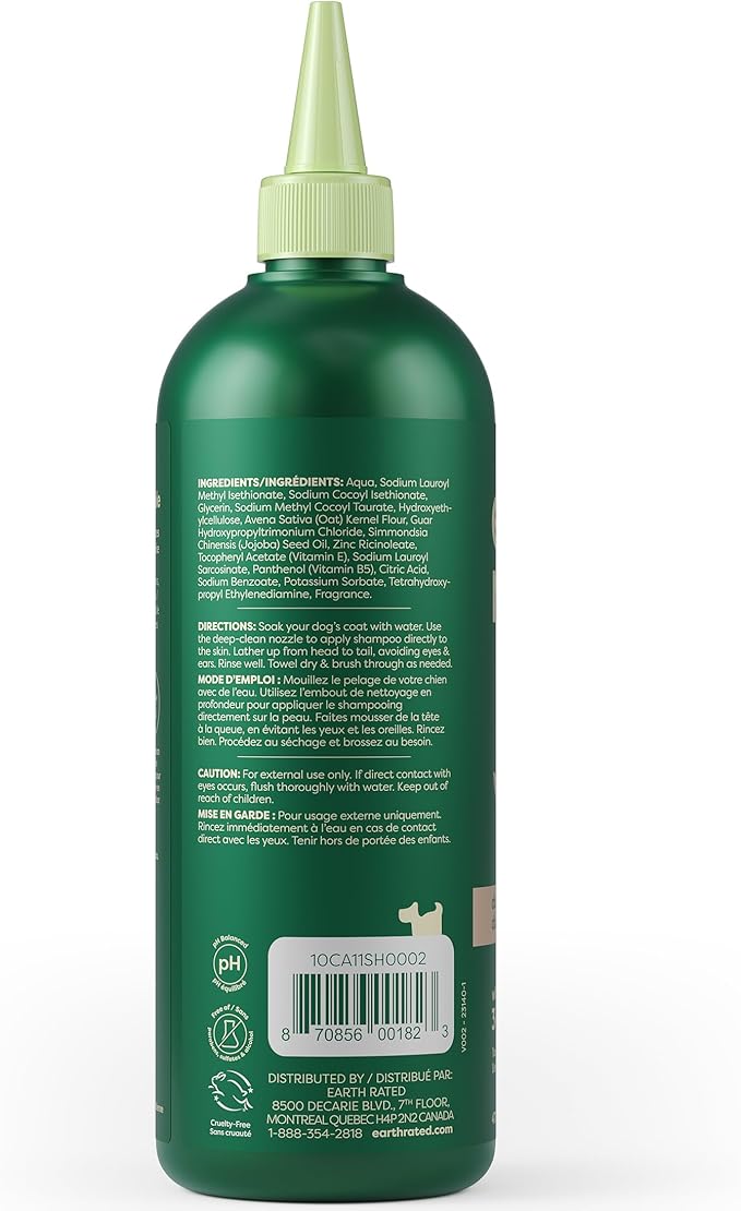 Earth Rated 3-in-1 Deshedding Dog Shampoo and Conditioner, Deodorizing Oatmeal Shampoos for Dogs and Puppies, Great for Smelly Pets, White Tea and Basil Scent, 16 oz