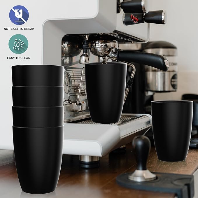 Wrova Wheat Straw Cups 6 PCS Good Alternative to Plastic Reusable Cups 20 oz Unbreakable Drinking Cup Reusable Dishwasher Safe Water Plastic Glasses Black