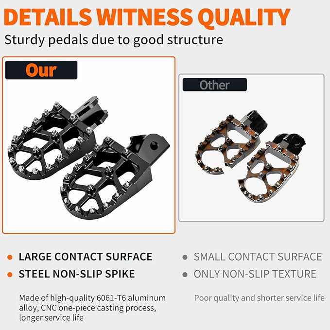 Nilight Motorcycle Foot Pegs Dirt Bike Footpegs Fit for Surron Light Bee X/S E Ride Pro SS CRF150F CRF230F CRF250F X160 X260 KDX200 XR125L XR150L Heavy Duty CNC Foot Rests Pegs Pedal w Springs, Black