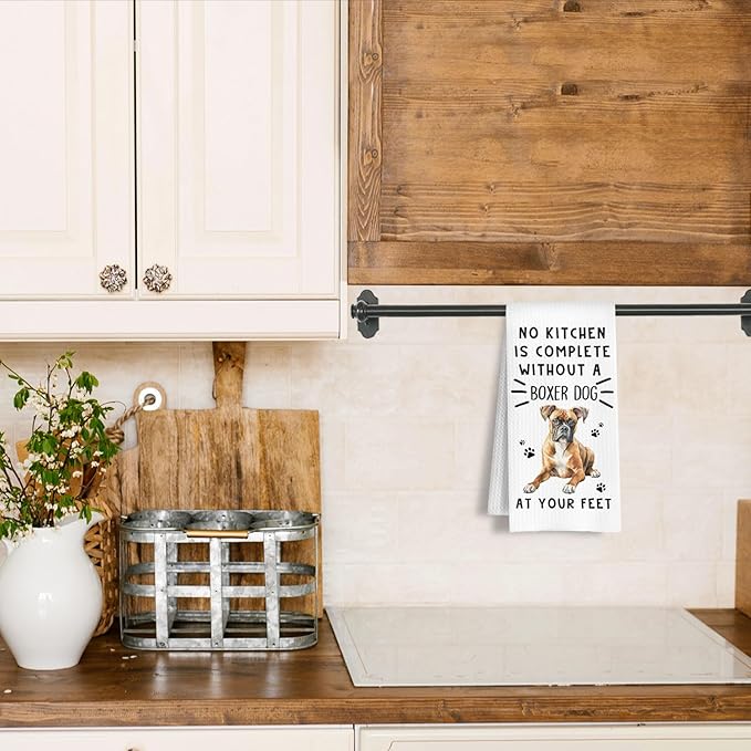 Funny Boxer Dog Hand Towels for Kitchen Home Bathroom Decor, A Kitchen is Not Complete Without A Boxer Dish Towel, Dog Lovers Gift, 16×24 Inch
