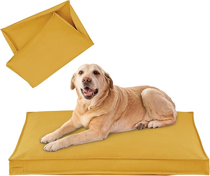 Dog Bed Covers Replacement Washable, Waterproof Dog Bed Cover with Zipper, 44Lx32Wx3H inch Durable Oxford Pet Bed Cover for Outdoor/Indoor Use, Cover Only, Yellow