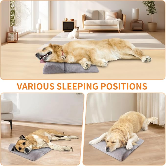 Dog Bolster Pillow with High Resilience Foam, Headrest for Medium Small Dogs, Benefit for Cervical Vertebra and Neck, Easy to Carry, Machine Washable Cover竊낰asy to Clean