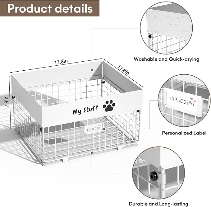 Dog Toy Box- Metal Large Dog Toy basket for Small Dog - Dog Toy Storage Bin for Pet - Personalized Large Dog Toy Basket for Puppy and Pet- Dog Toy Organizer Holder Boxes for Living Room