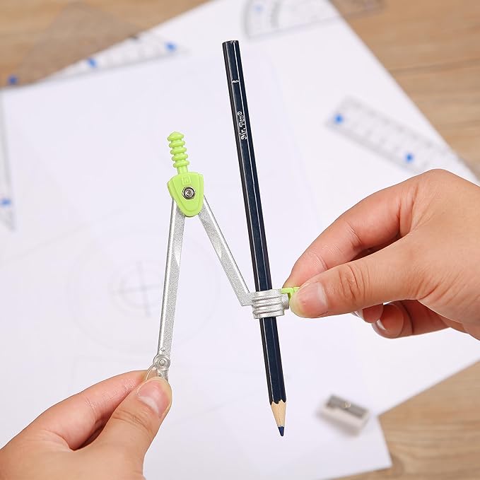 Mr. Pen- Geometry Set, 7 pcs, Compass for Geometry Compass Math, Geometry Kit with Storage Box, Math Compass, Geometry Set for School, Protractor and Compass Set, Drawing Tools, Ruler Set