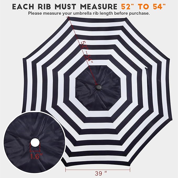 Blissun 9ft Patio Umbrella Replacement Canopy, Market Umbrella Top, Outdoor Table Umbrella Canopy for 8 Ribs, Canopy Only