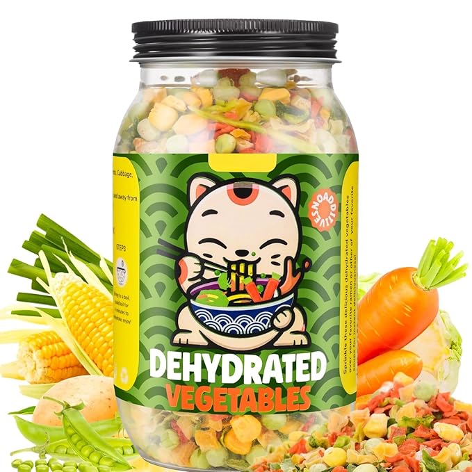 Freeze Dried Mixed Dehydrated Vegetables - 10.58oz Natural Ramen Toppings Vegetable Flakes, No Gluten& No Allergen, Dry Veggie for Cooking, Camping, Emergency Supply
