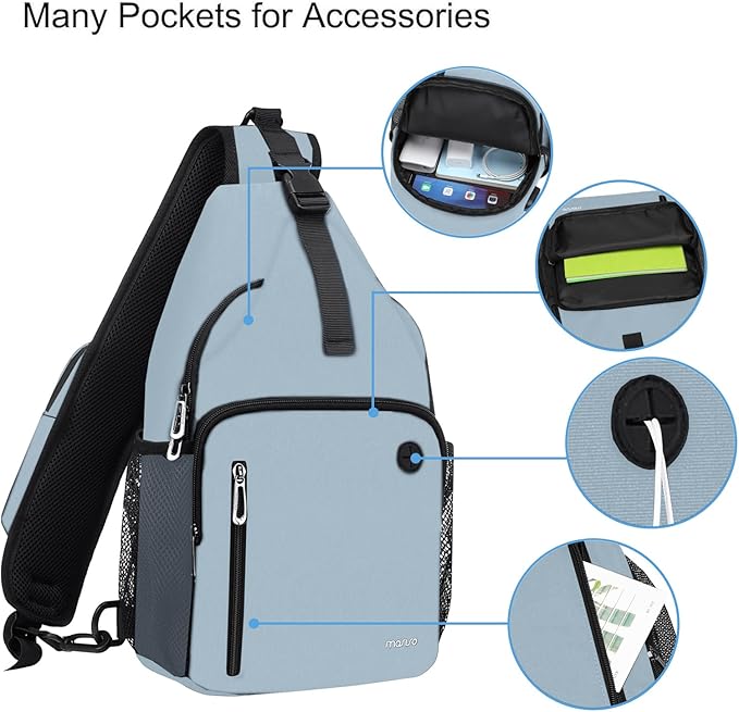 MOSISO Sling Backpack Bag, Crossbody Shoulder Bag Travel Hiking Daypack Chest Bag with Front Square Pocket&USB Charging Port