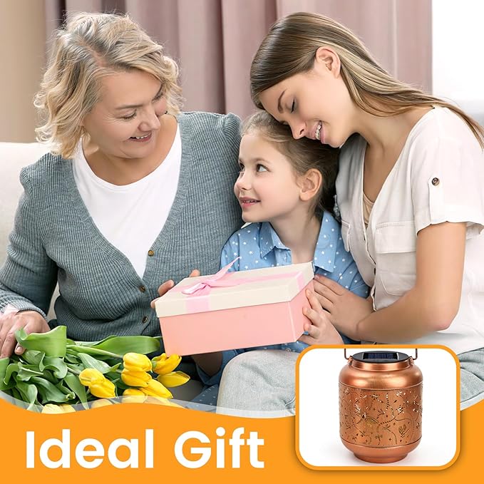 Birthday Gifts for Women Mom Grandma Solar Lantern Outdoor Waterproof, Gardening Gifts for Women, Dragonfly Garden Decor Hanging Solar Lights Yard Decorations Outdoor, Backyard, Patio, Porch