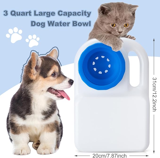 1 Pcs 3 Quart Dog Travel Water Bowl Portable Pet No Spill Water Bowl for Pet Dispenser for Small Large Dogs Cats Camping Hiking