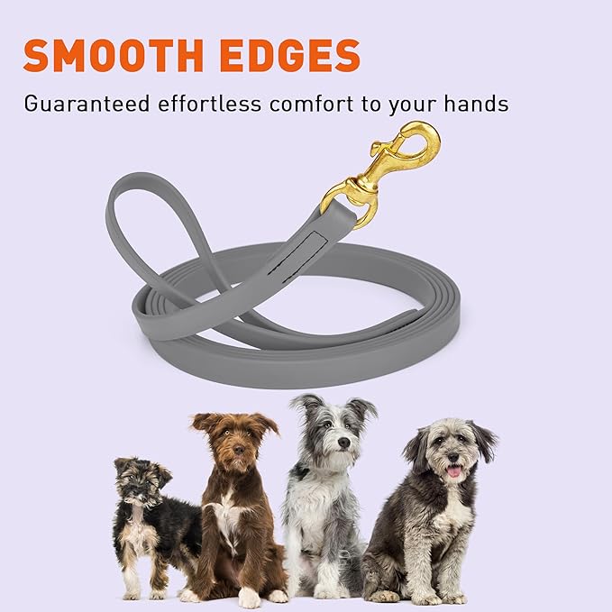 Viper Biothane K9 Working Dog Leash Waterproof Lead for Tracking Training Schutzhund Odor-Proof Long Line with Solid Brass Snap for Puppy Medium and Large Dogs, 33ft Battleship Gray