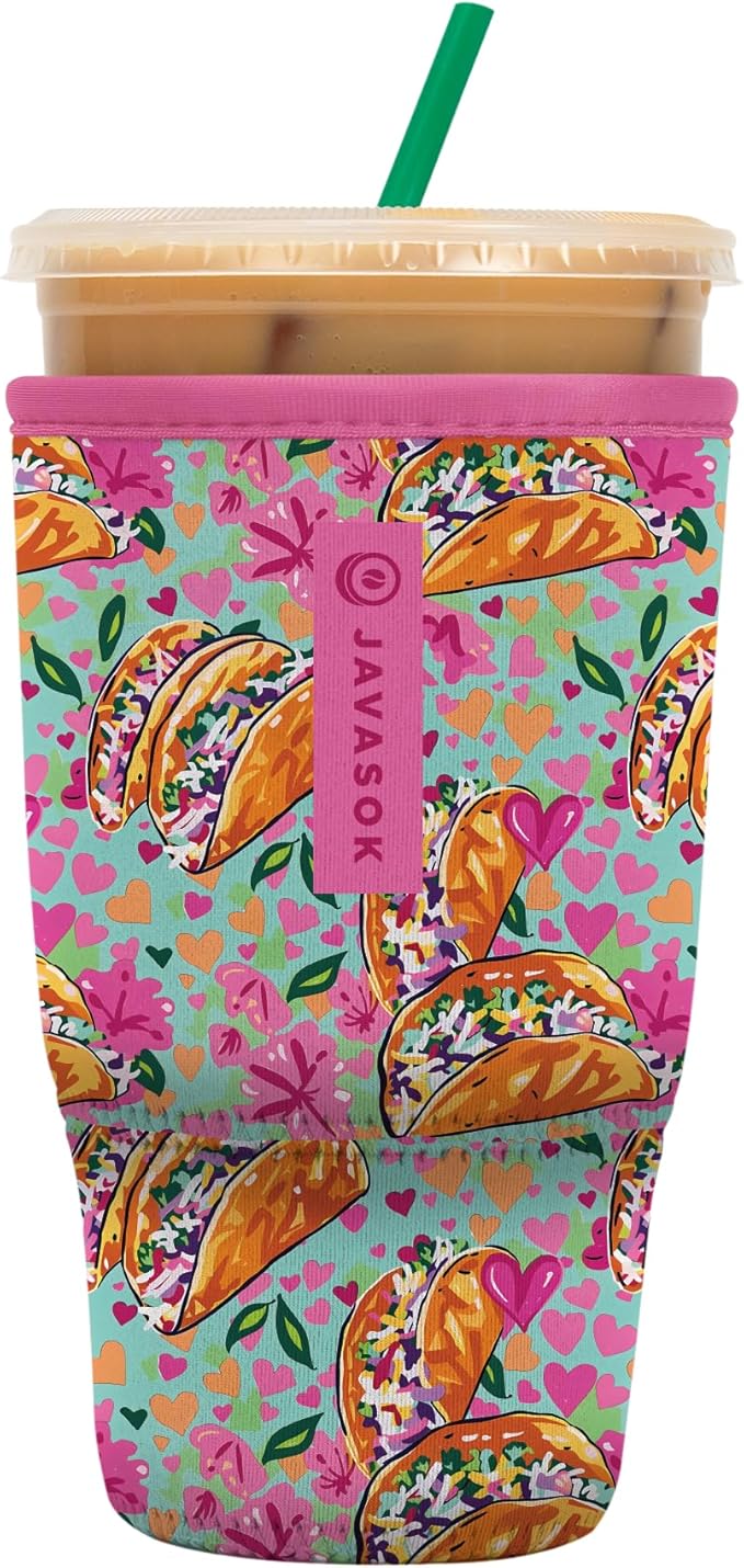 Sok It JavaSok Iced Coffee & Cold Soda Insulated Neoprene Cup Sleeve (Taco 'Bout, Large: 30-32oz)