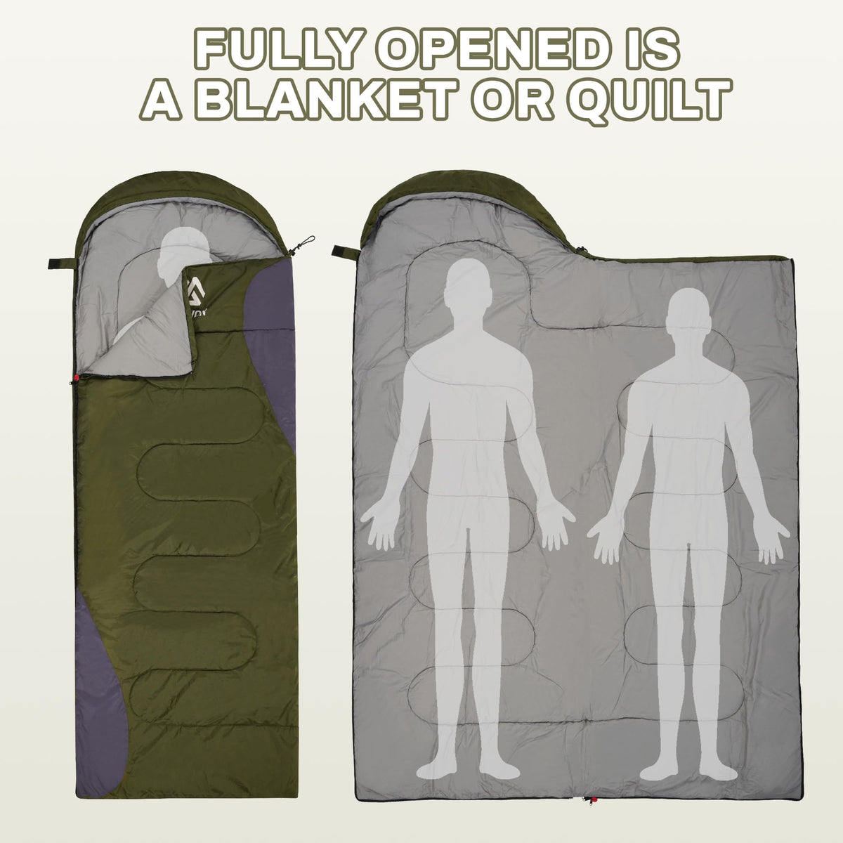 Elevon Sleeping Bag for Adults Teens Kids Cold Warm Weather, Portable Waterproof & Lightweight, Compact with Compression Sack, for 3-4 Seasons Camping, Backpacking, Hiking, Travel, Indoors Outdoors