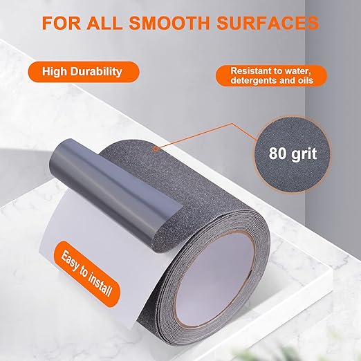 Qingluan Anti Slip Tape, 2 inch x 16.4 feet, Heavy Duty Grip Tape Non Slip Tape Waterproof for Stair, Treads, Steps, Anti Skid Tape for Outdoor & Indoor, Grey