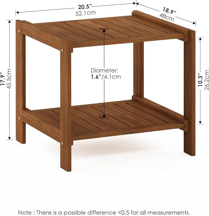 Furinno FG19840T Tioman Hardwood Mississippi Side Table, Natural