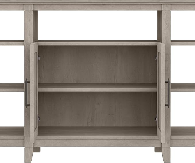 Bush Furniture Key West Tall TV Stand for 65 Inch TV in Washed Gray, Farmhouse Entertainment Center with Storage