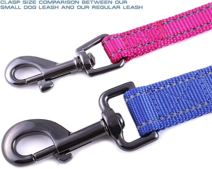 Max and Neo Small Dog Leash - Reflective Nylon, Donates to Dog Rescue (Pink, 4x5/8)